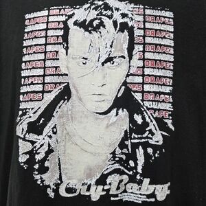 Cry-Baby Johnny Depp Drapes & Squares Black Short Sleeve Graphic TShirt Size L
